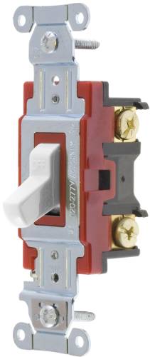 HUBBELL PRO SERIES TOGGLE SWITCH, 20 AMP, SINGLE POLE, WHITE - Click Image to Close