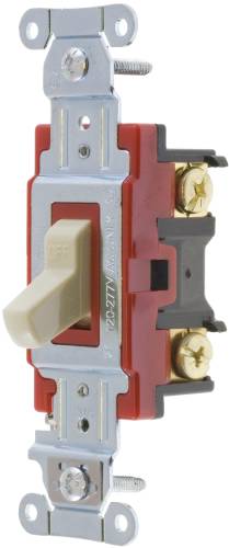HUBBELL PRO SERIES TOGGLE SWITCH, 20 AMP, SINGLE POLE, IVORY - Click Image to Close