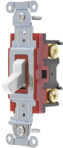 HUBBELL PRO SERIES TOGGLE SWITCH, 20 AMP, DOUBLE POLE, WHITE - Click Image to Close
