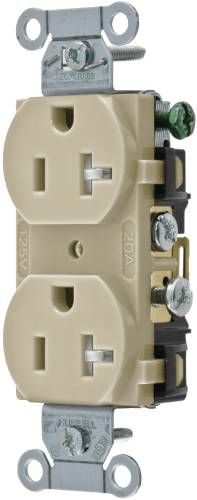HUBBELL COMMERCIAL GRADE TAMPER RESISTANT DUPLEX RECEPTACLE, 20 - Click Image to Close