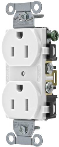 HUBBELL COMMERCIAL INDUSTRIAL GRADE DUPLEX RECEPTACLE, 15 AMP, W - Click Image to Close