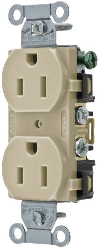 HUBBELL COMMERCIAL INDUSTRIAL GRADE DUPLEX RECEPTACLE, 15 AMP, I