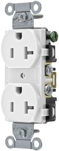 HUBBELL COMMERCIAL INDUSTRIAL GRADE DUPLEX RECEPTACLE, 20 AMP, W