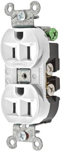 HUBBELL COMMERCIAL INDUSTRIAL GRADE DULEX RECEPTACLE, 15 AMP, WH