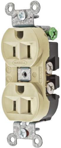 HUBBELL COMMERCIAL INDUSTRIAL GRADE DULEX RECEPTACLE, 15 AMP, IV