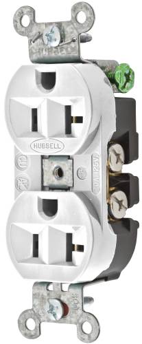 HUBBELL COMMERCIAL INDUSTRIAL GRADE DULEX RECEPTACLE, 20 AMP, WH