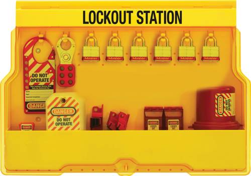 MASTER LOCK LOCKOUT STATION FOR ELECTRICAL LOCKOUTS WITH STEEL P