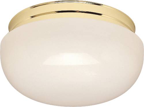CEILING FIXTURE, WHITE ACRYLIC LENS, POLISHED BRASS BASE 3/TT13 - Click Image to Close