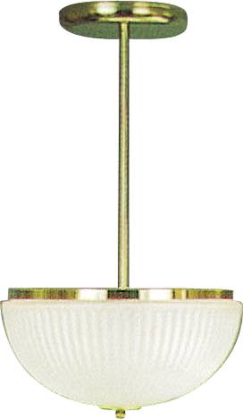BRASS ACCENTED PENDANT FIXTURE, RIBBED WHITE BOWL, 2/Q26 - Click Image to Close
