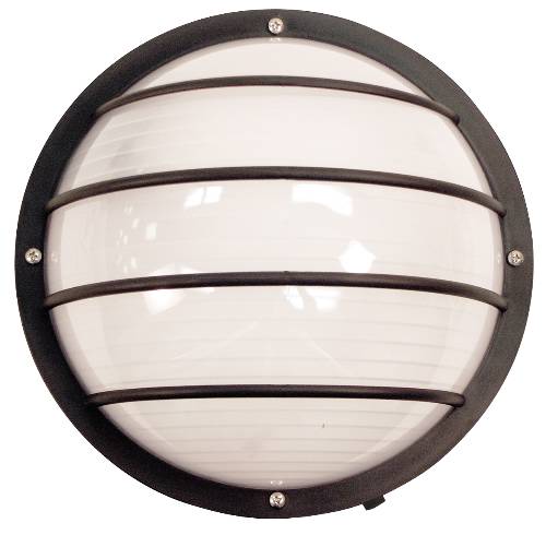 OUTDOOR WALL FIXTURE, BLACK PAN HOUSING, WHITE POLY LENS 2/9WPL