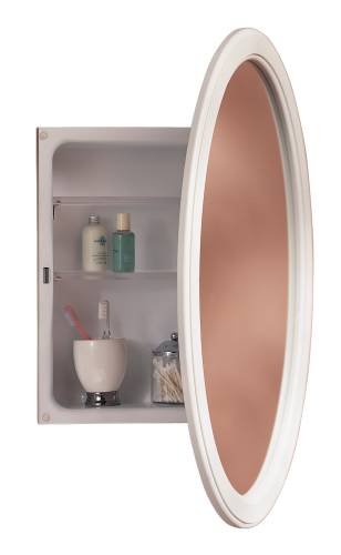 BROAN BATH CABINET RECESSED WHITE OVAL MIRROR 31 IN. X 31 IN. - Click Image to Close