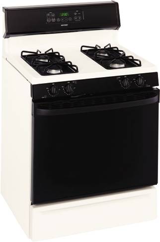 HOTPOINT RANGE GAS 30 IN. FREE STANDING WHITE WITH BLACK GLASS D - Click Image to Close