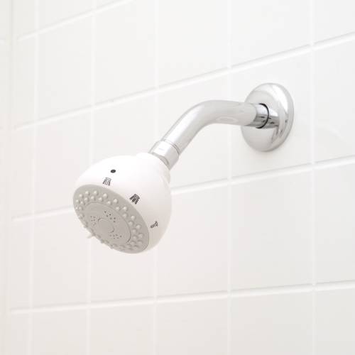 PREMIER SHOWER HEAD WHITE ABS BODY BRASS BALL JOINT - Click Image to Close