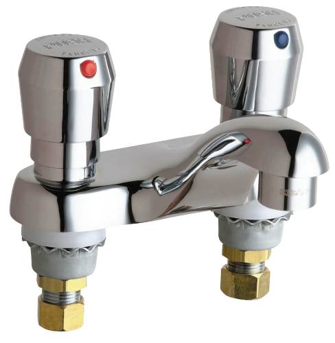 CHICAGO FAUCETS METERING LAVATORY FAUCET WITH 4 IN. CENTERS LESS - Click Image to Close