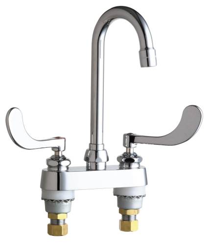 CHICAGO LAVATORY FAUCET, WITH WRIST HANDLES, WITH POP-UP DRAIN