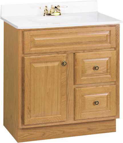 FULLY ASSEMBLED COGNAC SHAKER VANITY, 30 IN. W X 21 IN. D X 33 1 - Click Image to Close