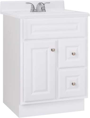 FULLY ASSEMBLED WHITE VANITY WITH DRAWERS, 24 IN. - Click Image to Close