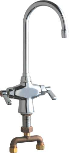 CHICAGO FAUCETS HOT AND COLD WATER MIXING SINK FAUCET WITH GOOSE - Click Image to Close