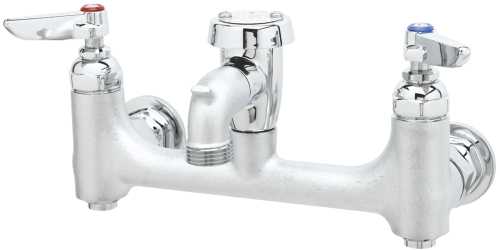 T & S BRASS WORKS WALL MOUNT SERVICE SINK FAUCET WITH 8 IN. CENT