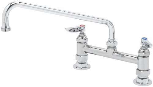 T & S BRASS WORKS DECK MOUNT SINK FAUCET WITH 12 IN. SWING NOZZL - Click Image to Close
