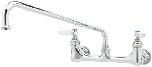 T & S BRASS WORKS WALL MOUNT DOUBLE PANTRY FAUCET WITH 8 IN. CEN - Click Image to Close