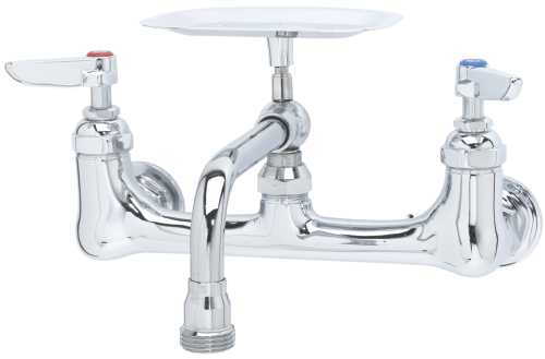 T & S BRASS WORKS WALL MOUNT DOUBLE PANTRY FAUCET WITH 8 IN. CEN - Click Image to Close