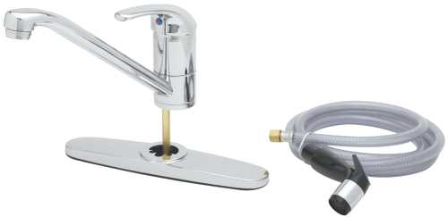T & S BRASS WORKS SINGLE LEVER DECK MOUNT FAUCET WITH SIDE SPRAY
