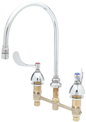 T & S BRASS WORKS MEDICAL FAUCET WITH 8 IN. CENTERS, SWIVEL GOOS - Click Image to Close