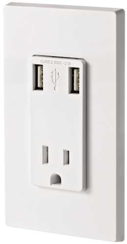 LEVITON COMBINATION USB CHARGER AND TAMPER RESISTANT RECEPTACLE, - Click Image to Close