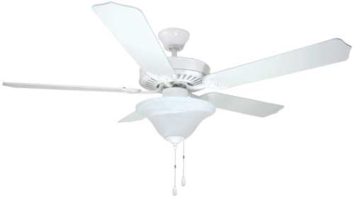 BALA 52" DUAL MOUNT CEILING FAN WITH BOWL LIGHT KIT, WHITE - Click Image to Close