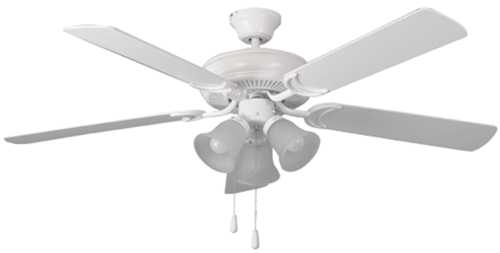 BALA 52" DUAL MOUNT CEILING FAN WITH 3 LIGHT KIT, WHITE - Click Image to Close