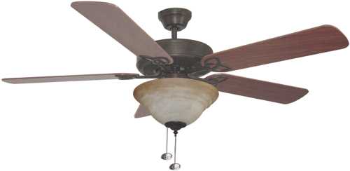 BALA 52" DUAL MOUNT CEILING FAN WITH BOWL LIGHT KIT, AGED BRONZE - Click Image to Close