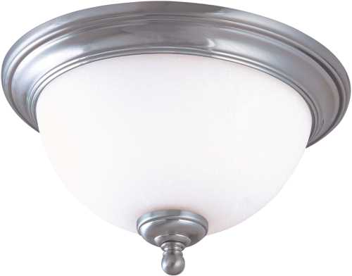 GLENWOOD 2 LIGHT 13 IN. FLUSH WITH SATIN WHITE GLASS - Click Image to Close