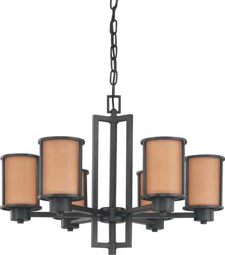 DUPONT 5 LIGHT 21 IN. CHANDELIER WITH SATIN WHITE GLASS 13W GU24