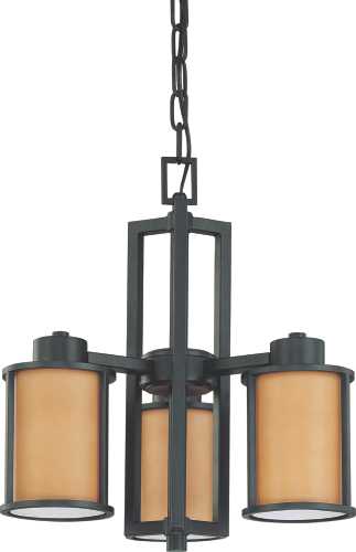 ODEON 6 LIGHT CHANDELIER WITH SATIN WHITE GLASS, CONVERTIBLE UP/ - Click Image to Close