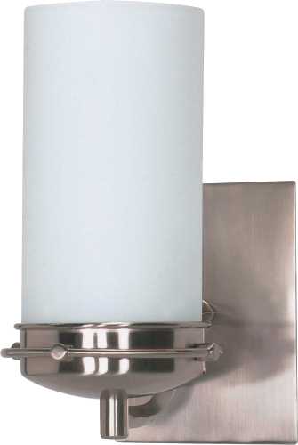 ODEON 1 LIGHT WALL SCONCE WITH WHITE GLASS, 13W GU24 LAMP INCLUD - Click Image to Close