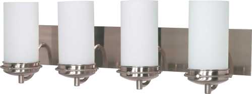ODEON 4 LIGHT WALL SCONCE WITH WHITE GLASS, FOUR 13W GU24 LAMPS - Click Image to Close
