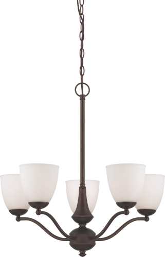 PATTON 3 LIGHT CHANDELIER WITH FROSTED GLASS, ARMS UP - Click Image to Close