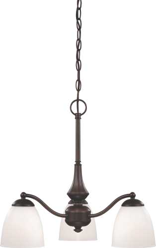 PATTON 5 LIGHT CHANDELIER WITH FROSTED GLASS, ARMS DOWN