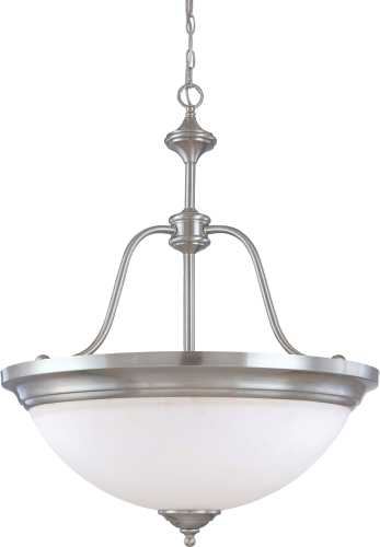 PATTON 3 LIGHT CHANDELIER WITH FROSTED GLASS, ARMS DOWN - Click Image to Close