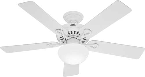 HUNTER FAN,THE VISTA 52 IN., 5 BLADE WHITE LARGE ROOM LIGHTED C