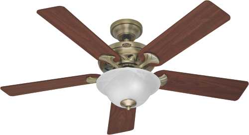 HUNTER FAN,THE BROOKLINE 52 IN., 5 BLADE ANTIQUE BRASS LARGE RO - Click Image to Close