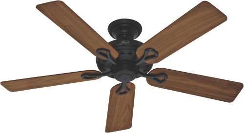 HUNTER FAN, THE SAVOY 52 IN., 5 BLADE BLACK LARGE ROOM CEILING