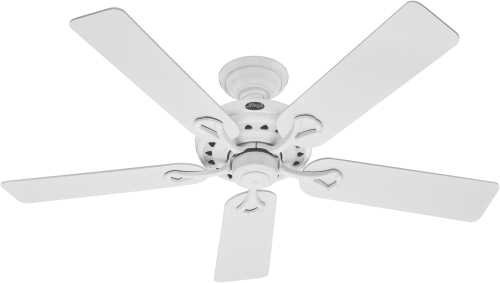 HUNTER FAN, THE SAVOY 52 IN., 5 BLADE WHITE LARGE ROOM CEILING