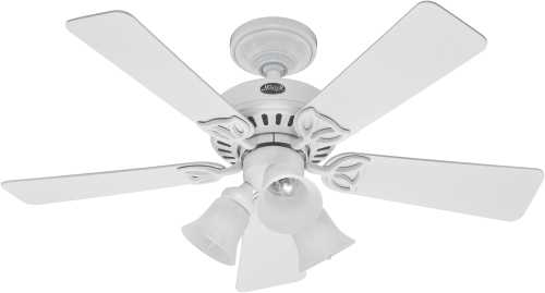 HUNTER FAN, THE BEACON HILL 42 IN., 5 BLADE WHITE SMALL ROOM OR