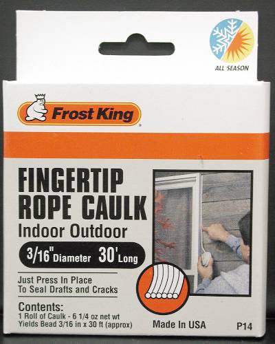 FROST KING FINGERTIP ROPE CAULK 30 FT. GRAY - Click Image to Close
