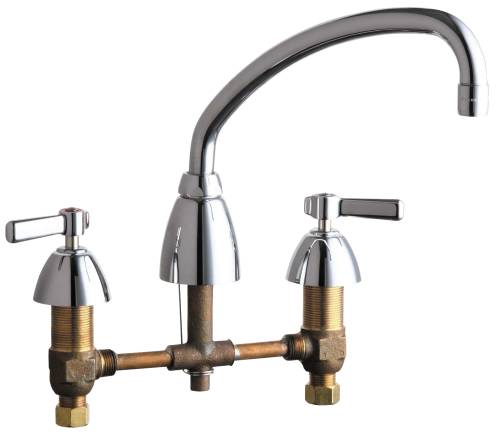 CHICAGO FAUCETS MANUAL DECK MOUNT LAVATORY FAUCET WITH SWING SPO