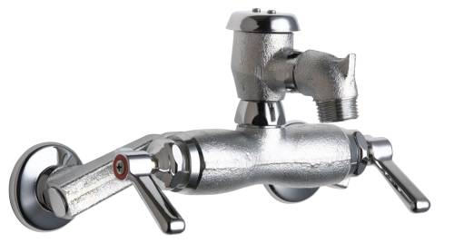CHICAGO FAUCETS MANUAL WALL MOUNT SERVICE SINK FAUCET WITH VACUU