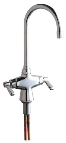 CHICAGO FAUCETS SINGLE HOLE MIXING SINK FAUCET WITH GOOSENECK SP - Click Image to Close