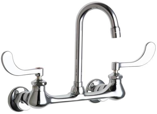 CHICAGO FAUCETS WALL MOUNT HOSPITAL FAUCET WITH GOOSENECK SPOUT